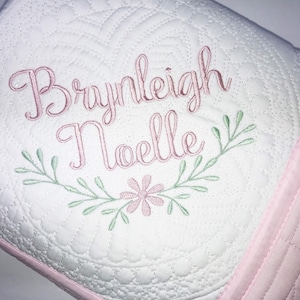Personalized Baby Girl Heirloom Baby Quilt, Personalized Baby Girl Quilt, Beautiful Soft Floral Personalized Baby Heirloom Keepsake Blanket