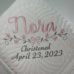 Baby Baptism Gift, Personalized Baby Girl Baptism/Christening/Confirmation Baby Gift Quilt, Personalized Quilt with Date, Baby Keepsake Gift