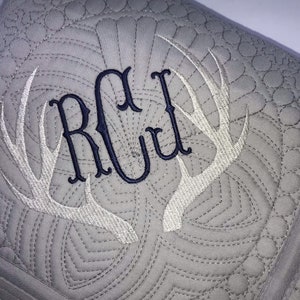 Heirloom Baby Quilt, Personalized Baby Deer Antlers Monogrammed Personalized Baby Quilt Keepsake Blanket, Baby Shower Gift