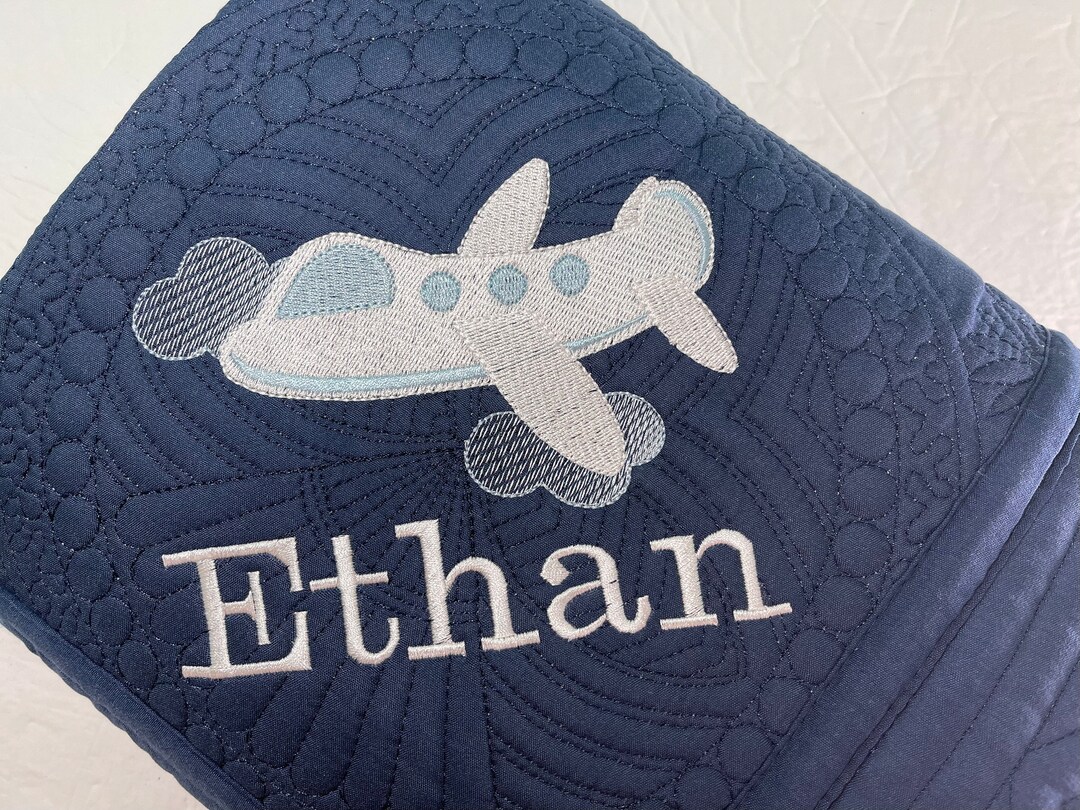 Airplane Baby Blanket With Name, Personalized Airplane Baby Heirloom