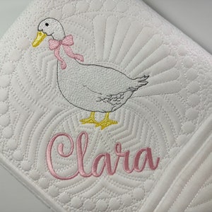 Heirloom Baby Quilt, Personalized Baby Girl Goose Quilt Blanket, Personalized Baby Girl Goose Quilt, Blanket, Baby Keepsake Heirloom Gift