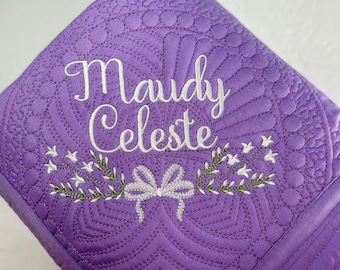 Personalisierte Baby-Quilt, gestickte Decke mit Blumenmuster, Erbstückgeschenk