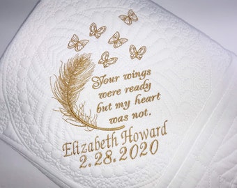 Personalized Baby Memorial Quilt, Butterfly Sympathy Keepsake