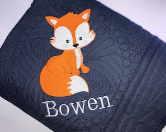 Personalisierte Polarfuchs Baby Quilt, Gestickte Erbstück Decke