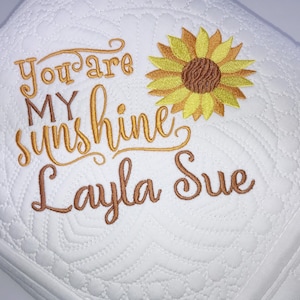 Sunflower Heirloom Baby Quilt, Personalized Baby Girl “You Are My Sunshine” Sunflower Baby Quilt Blanket, Baby Keepsake Gift