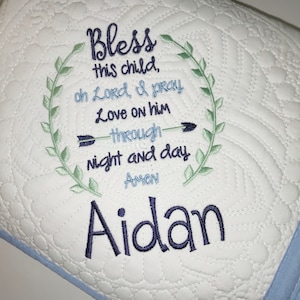 Personalized &quot;Bless This Child&quot; Heirloom Baby Quilt, Personalized Baby Heirloom Keepsake Quilt Blanket, Newborn Baby Keepsake Gift