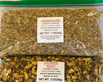 Organic Horehound Leaf Tea 1 Oz + Organic Licorice Root Tea 2 Oz