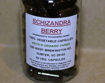 Organic Schizandra Berry 50 500mg Vegan Capsules + Free Shipping