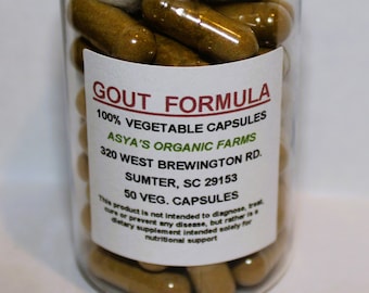 Gout Formula 50 500mg Vegan Capsules + Free Shipping