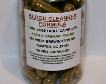 Blood Cleanser Formula 50 500mg Vegan Capsules + Free Shipping