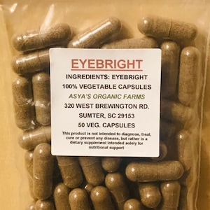 Organic Eyebright 50 500mg Vegan Capsules + Free Shipping
