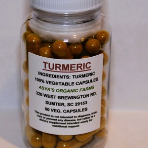 Organic Turmeric 50 500mg Vegan Capsules + Free Shipping