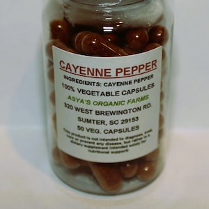 Organic Cayenne Pepper 50 500mg Vegan Capsules + Free Shipping