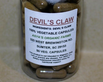 Organic Devil's Claw Root 50 500mg Vegan Capsules + Free Shipping