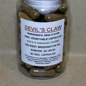 Organic Devil&#39;s Claw Root 50 500mg Vegan Capsules + Free Shipping