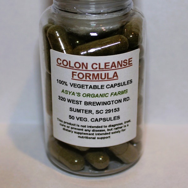 Colon Cleanse Formula 50 500mg Vegan Capsules + Free Shipping