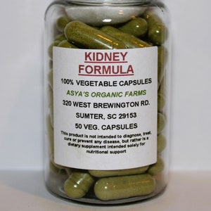 Organic Kidney Cleanser Formula 50 500mg Vegan Capsules + Free Shipping