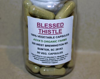 Organic Blessed Thistle 50 500mg Vegan Capsules