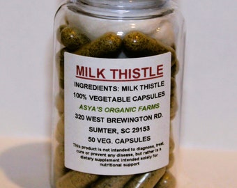 Organic Milk Thistle 50 500mg Vegan Capsules