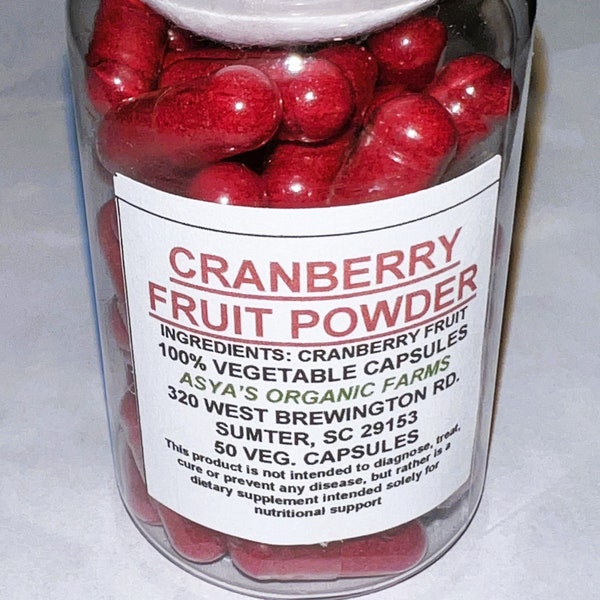 Organic Cranberry Fruit Powder 50 500mg Vegan Capsules set + Free Shipping