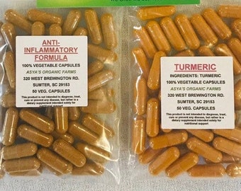 Anti-Inflame Formula & Turmeric Set 50 500mg Vegan Capsules + Free Shipping