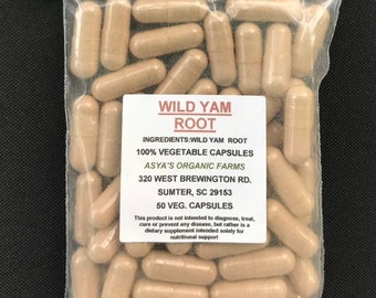 Wild Yam 50 500mg Vegan Capsules + Free Shipping