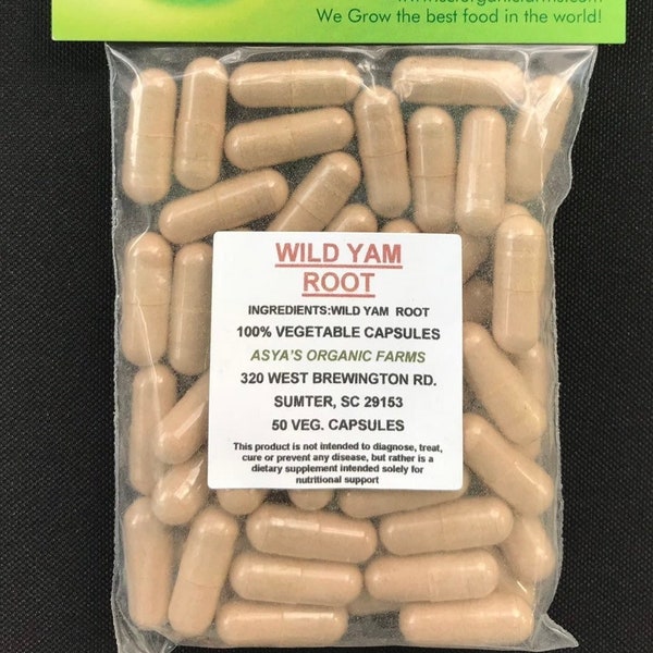 Wild Yam 50 500mg Vegan Capsules + Free Shipping