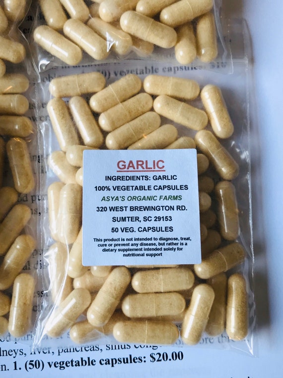 Organic Garlic 50 500mg Vegan Capsules Free Shipping Etsy