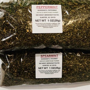Peppermint Leaf Tea 1 Oz + Spearmint  Leaf Tea 1 Oz