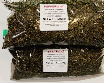 Peppermint Leaf Tea 1 Oz + Spearmint  Leaf Tea 1 Oz