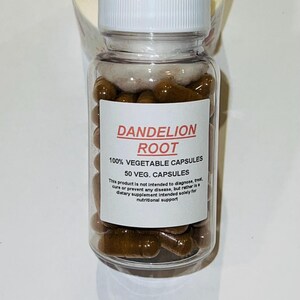 Organic Dandelion Root Vegan Capsules, 500mg (50 Count) image 2