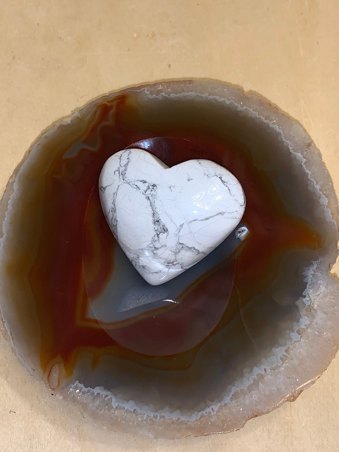 White Howlite Heart #1 | Crystal Heart Gemstone - Etsy
