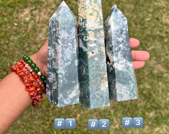 Moss Agate Tower/Point | Home Decor | Crystal and Stones