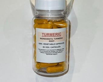 Turmeric 50 500mg Vegan Capsules + Free Shipping