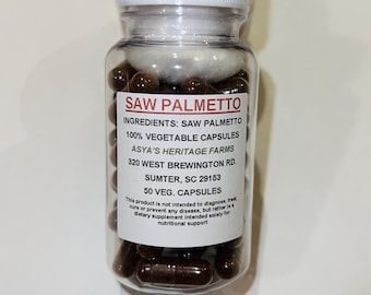Saw Palmetto  50 500mg Vegan Capsules + Free Shipping