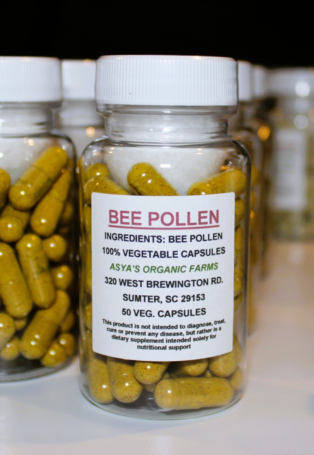 Organic Bee Pollen 50 500mg Vegan Capsules Free Shipping Etsy