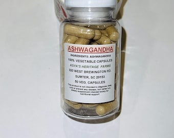 Ashwagandha 50 500mg Vegan Capsules + Free Shipping