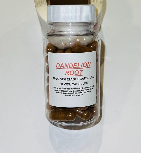 Organic Dandelion Root Vegan Capsules, 500mg (50 Count)