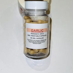 Garlic Capsules: 500mg Vegan Supplement - 50 Count