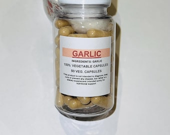 Garlic Capsules: 500mg Vegan Supplement - 50 Count