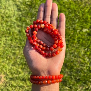 Carnelian 8mm Elastic Bracelet | Crystal Bracelets | Carnelian Bracelets