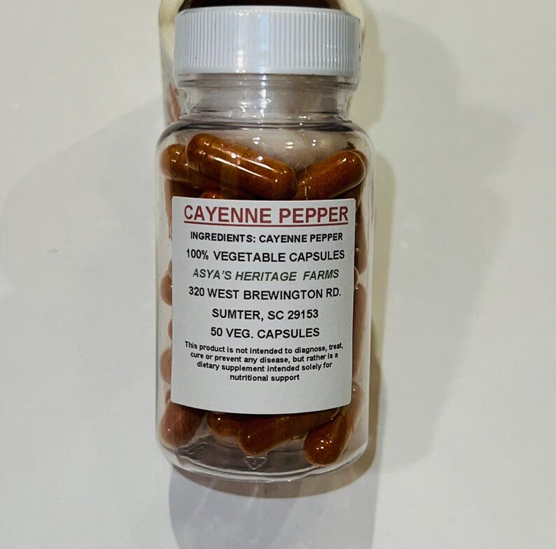Cayenne Pepper 50 500mg Vegan Capsules + Free Shipping image 3
