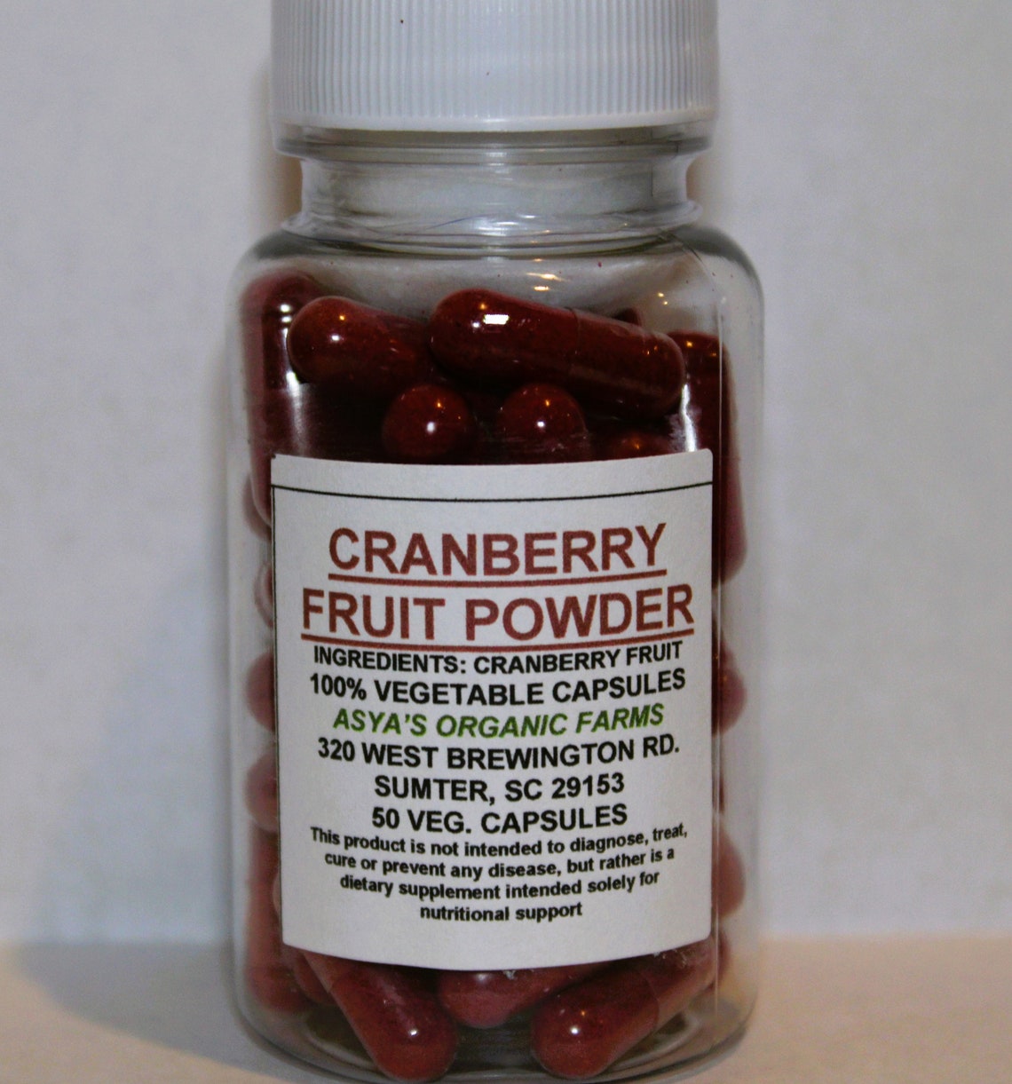 Organic Cranberry Fruit Powder 50 500mg Vegan Capsules Set Etsy