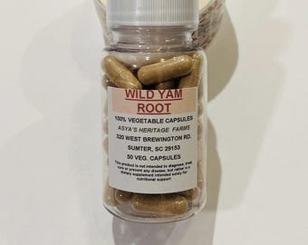 Wild Yam Capsules 500mg, Vegan, 50 Count
