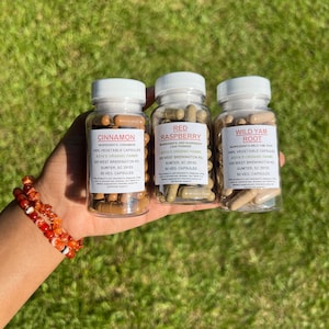 That Time Of The Month Set 50 500mg Vegan Capsules | Cinnamon | Red Raspberry Leaf | Wild Yam Root