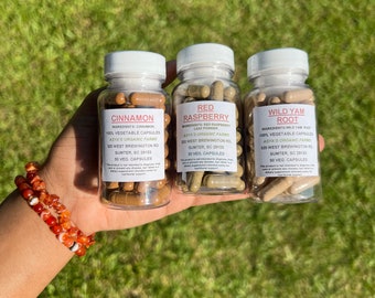 今月のその時間セット 500mg ビーガンカプセル 50個 | シナモン | レッドラズベリーリーフ | ワイルドヤムルート