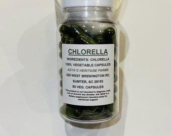 Chlorella 50 500mg Vegan Capsules + Free Shipping
