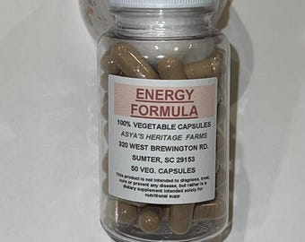 Energy Formula 50 500mg Vegan Capsules + Free Shipping