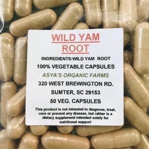 Wild Yam 50 500mg Vegan Capsules + Free Shipping