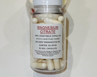 Magnesium Citrate 50 500mg Vegan Capsules + Free Shipping